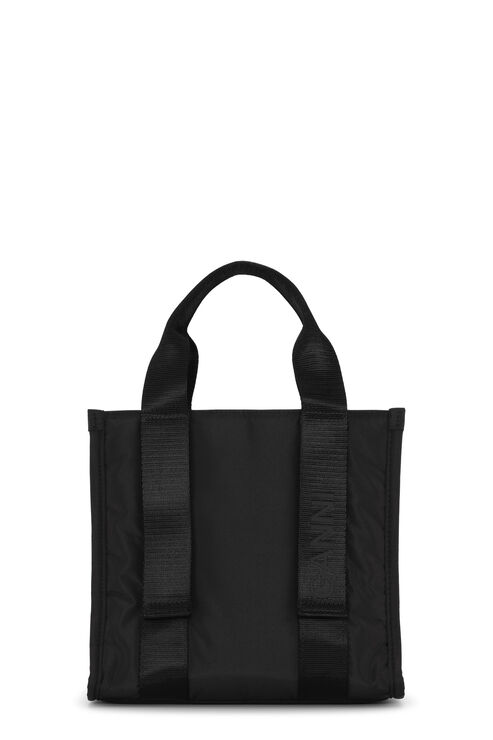 Ganni Small Black Tech Tote In Black