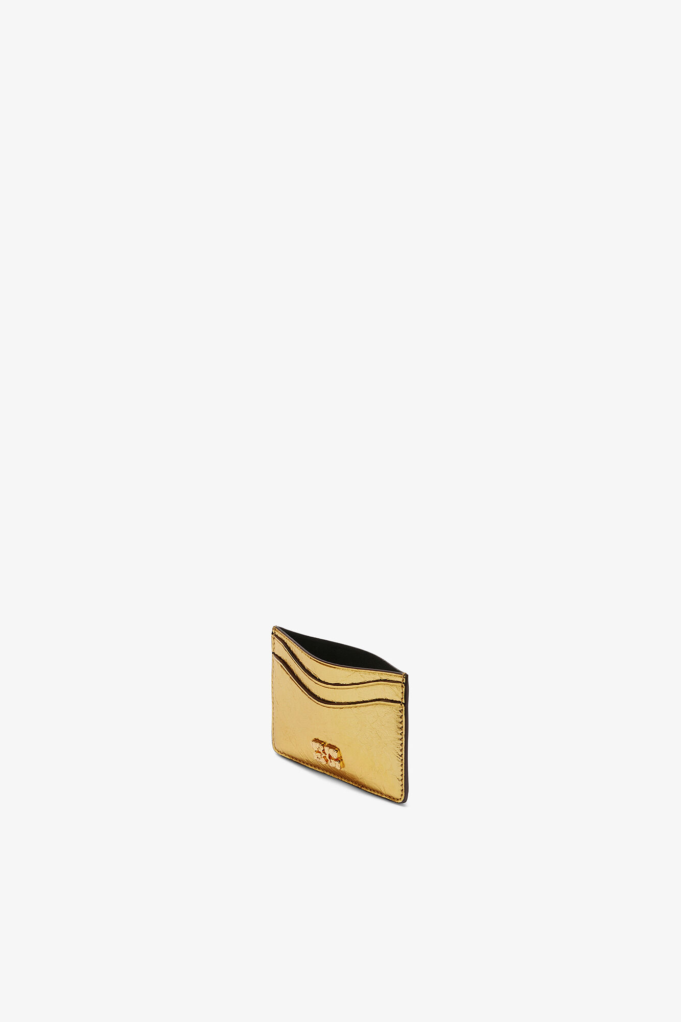 Bou Card Holder in Metallic, Polyurethane, in colour Gold - 3 - GANNI