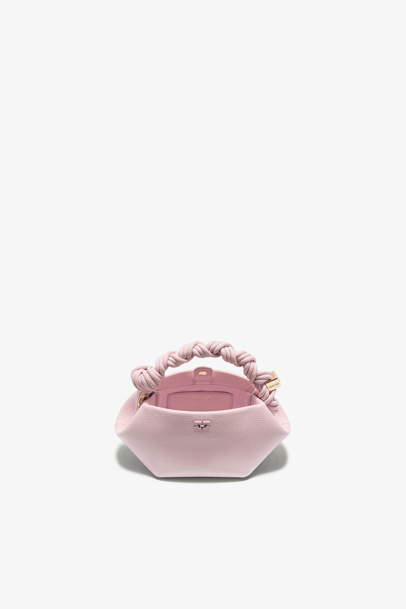 Grained Mini Bou Bag, Recycled Polyester, in colour Chalk Pink - 3 - GANNI