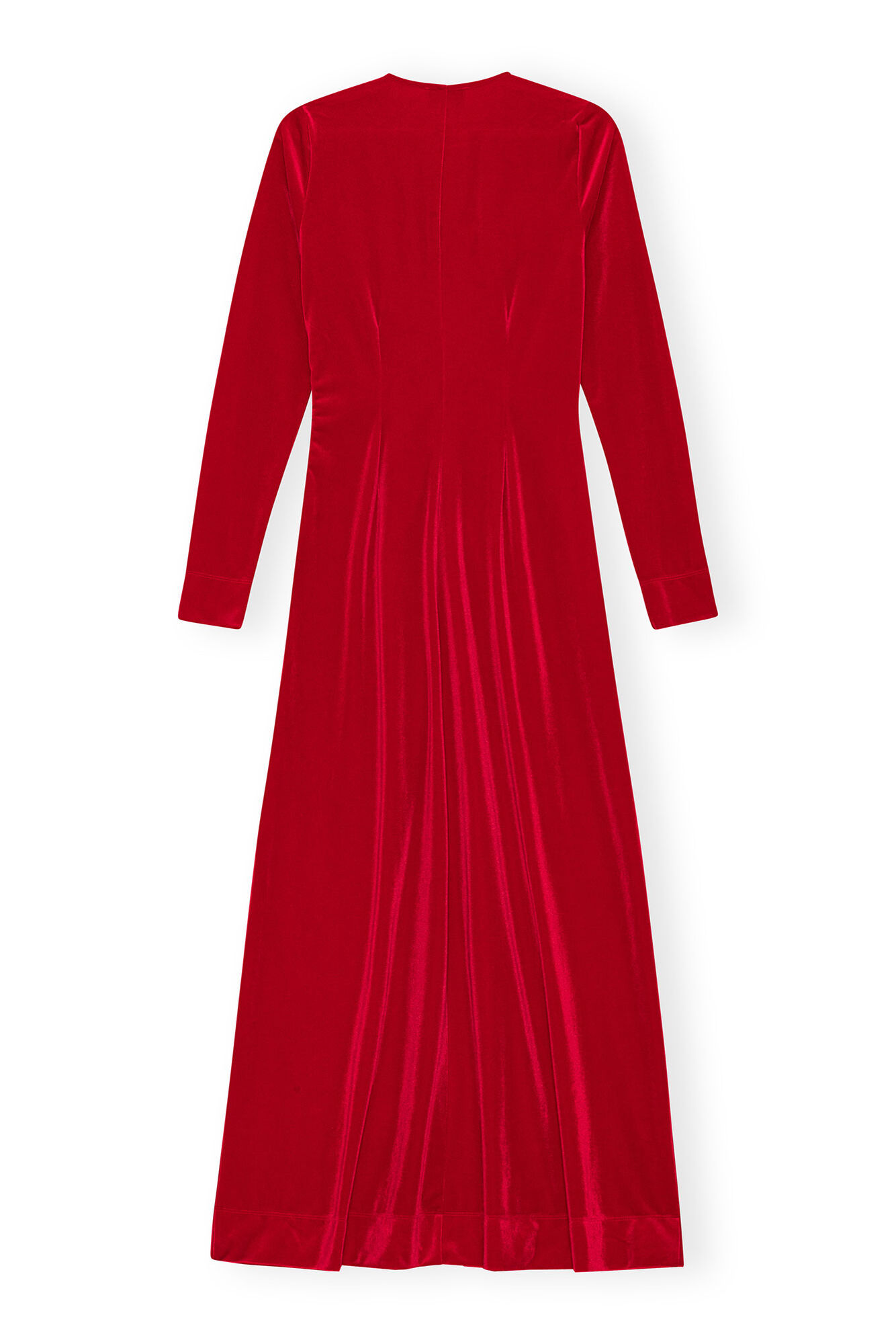 Red Velvet Jersey Twist Long Dress, Recycled Polyester, in colour Savvy Red - 2 - GANNI