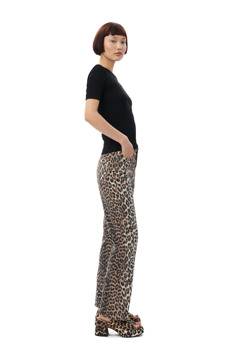 Leopard Butterfly Platform Satin Sandals, Polyester, in colour Leopard - 3 - GANNI