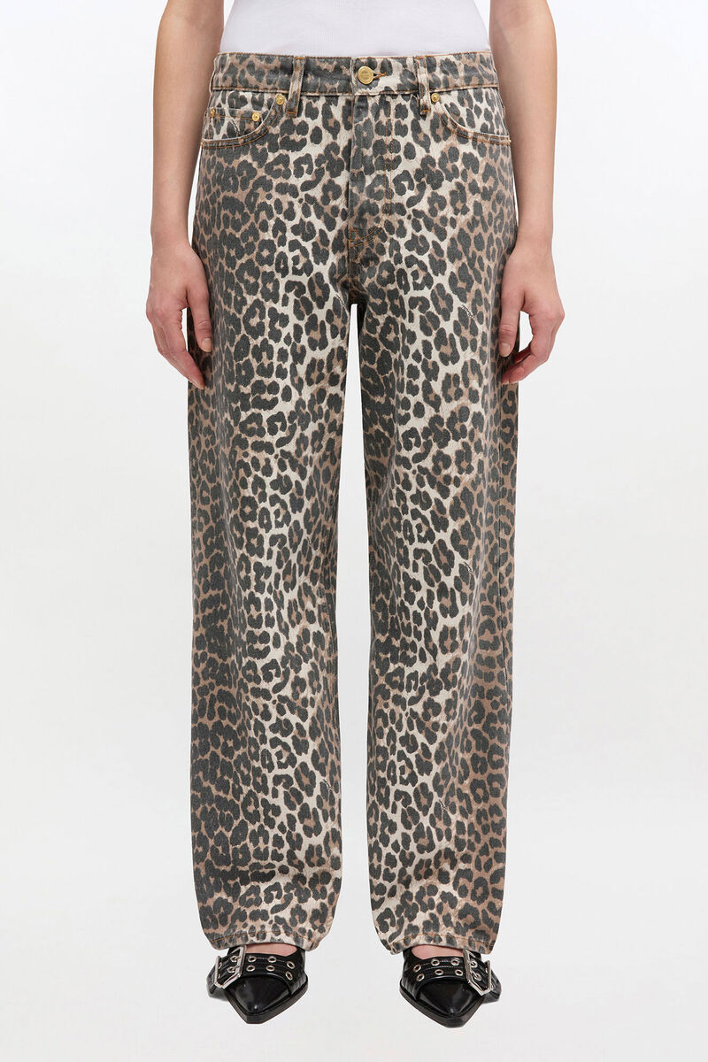 Leopard Izey Jeans, Cotton, in colour Leopard - 2 - GANNI
