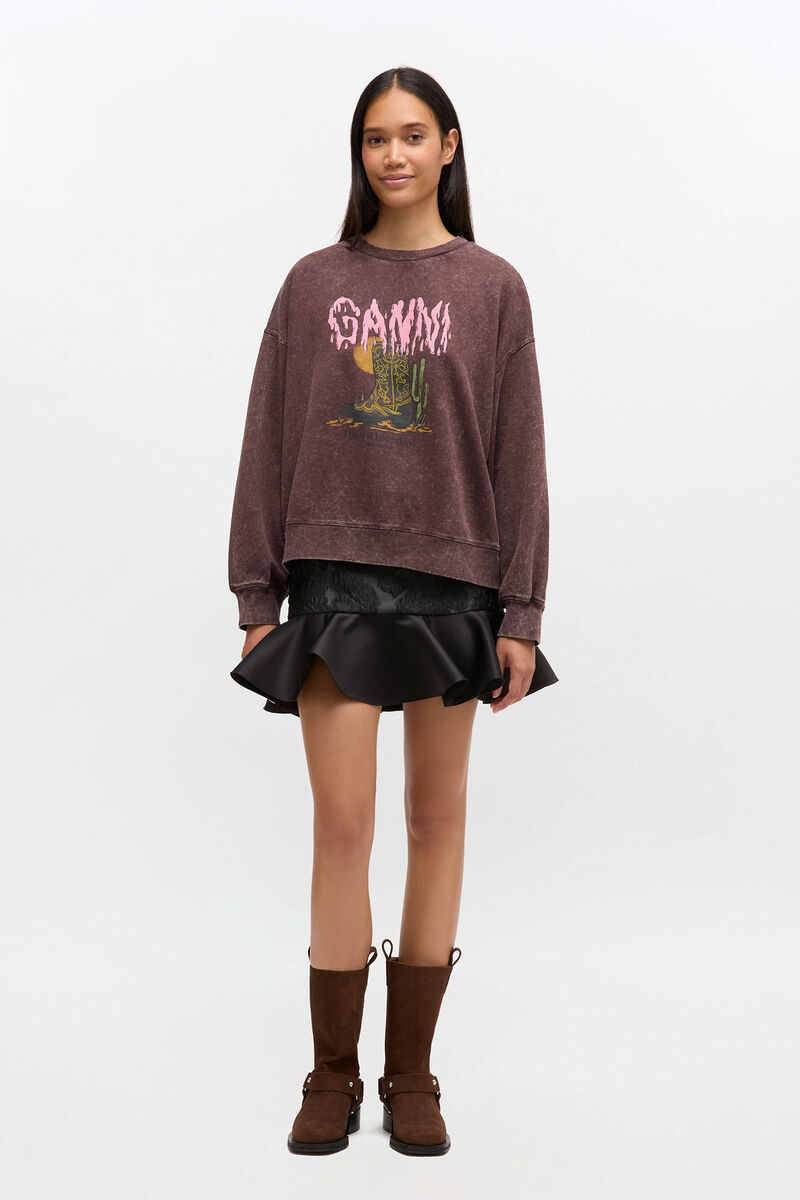Vintage Wash Sweatshirt, in colour Chocolate Plum - 2 - GANNI