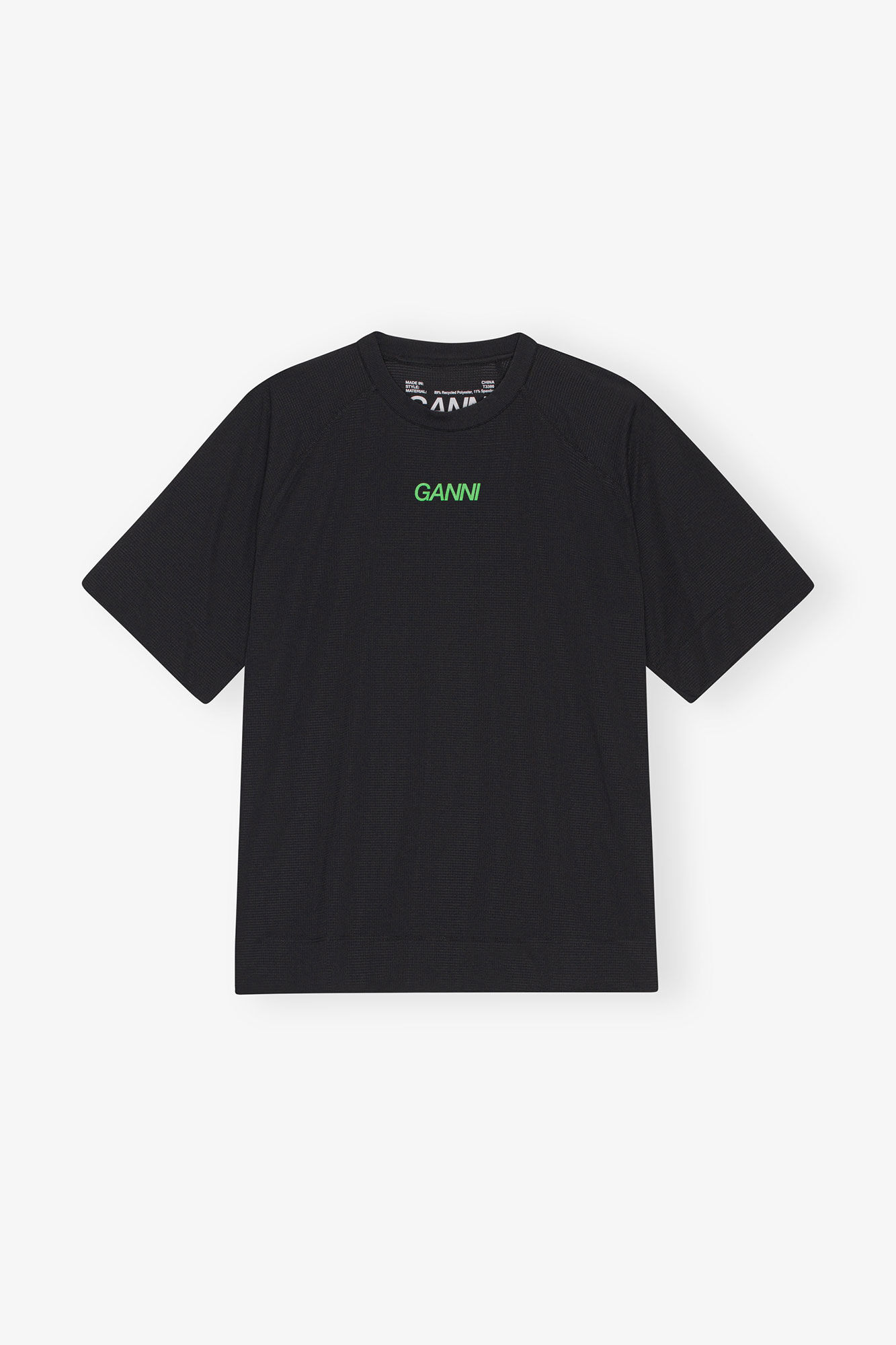 Active Mesh T-shirt, Elastane, in colour Black - 1 - GANNI