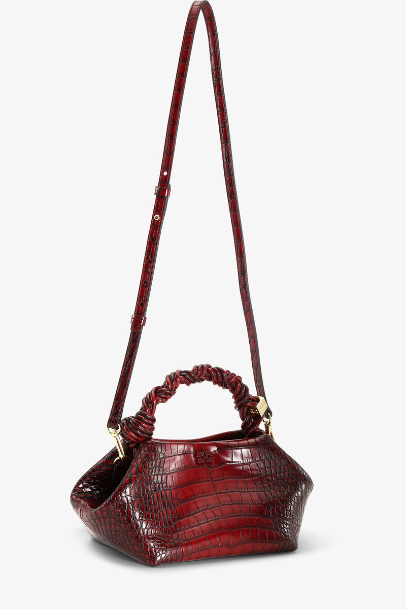 Burgundy Croco Small GANNI Bou Bag, Polyester, in colour Burgundy - 3 - GANNI