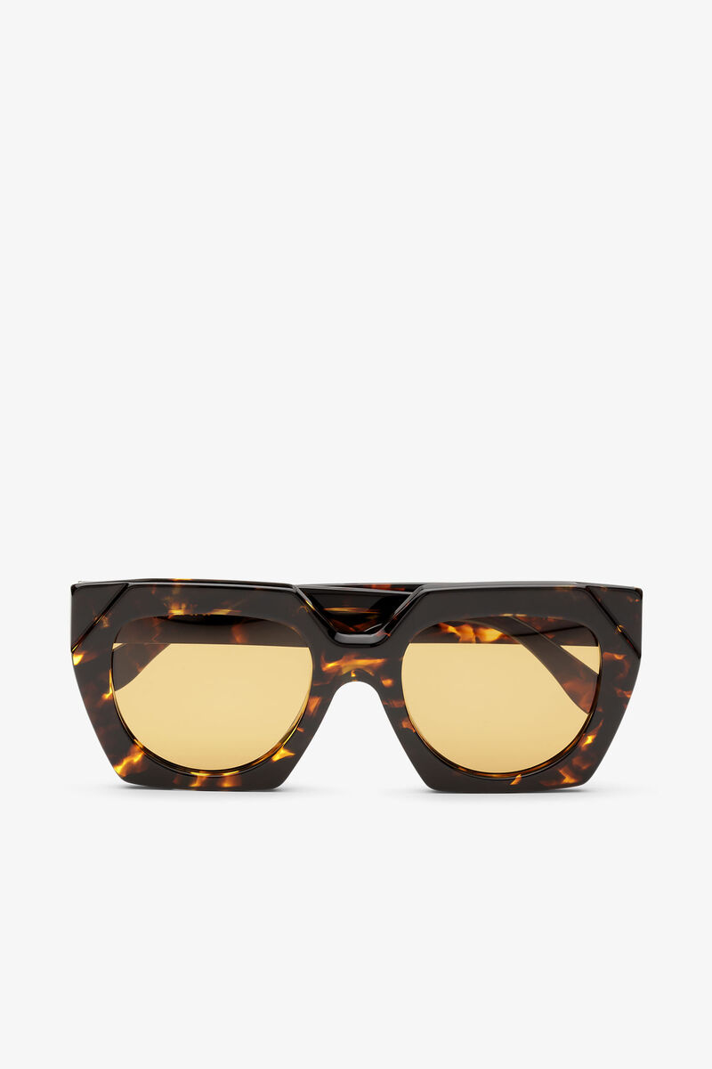 Brown Oversized Sunglasses, Acetate, in colour Brandy Brown - 1 - GANNI