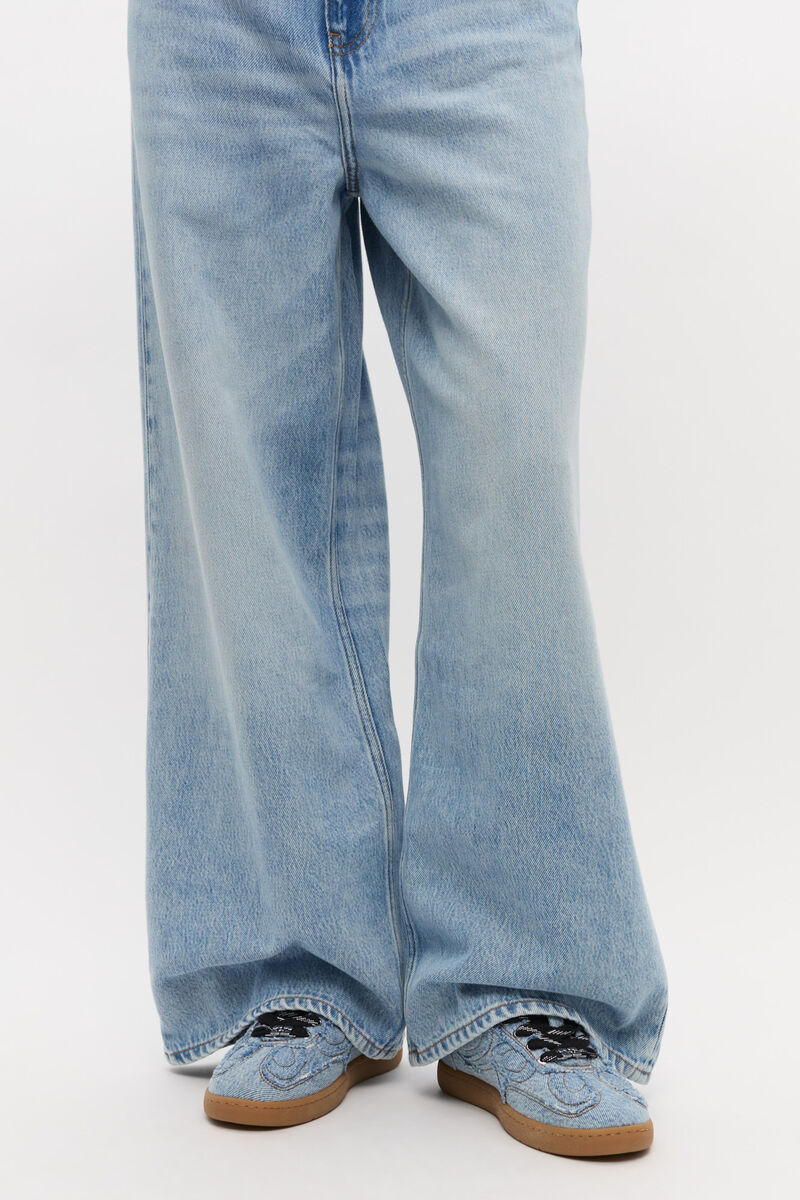 08 Denim Raw Edge Sneakers, Cotton, in colour Light Blue Vintage - 1 - GANNI