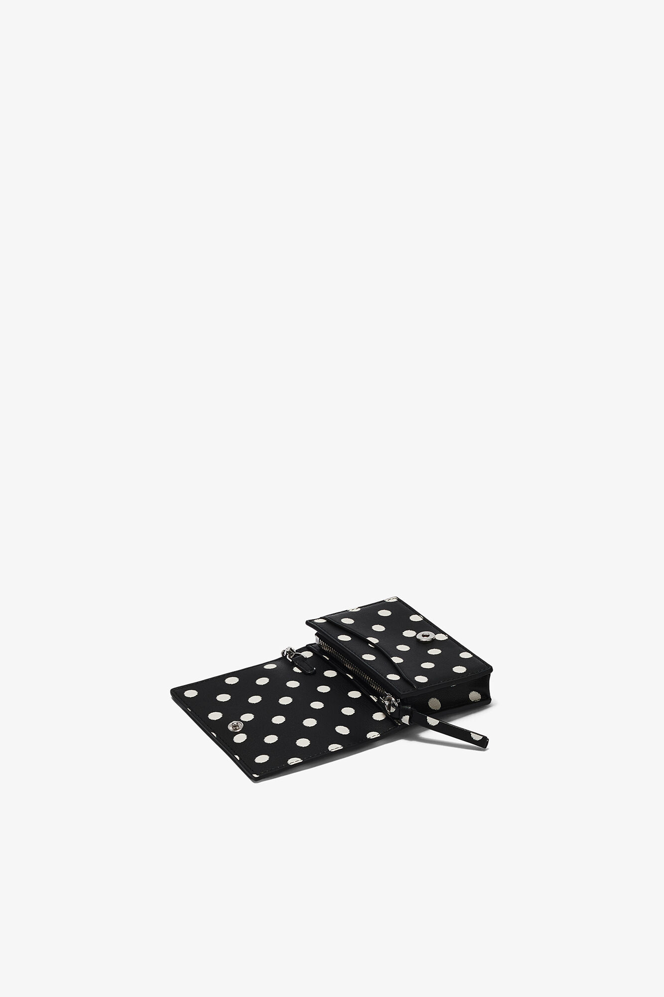 Black Bou Card Holder With Flap with Dots | GANNI (Global) CA