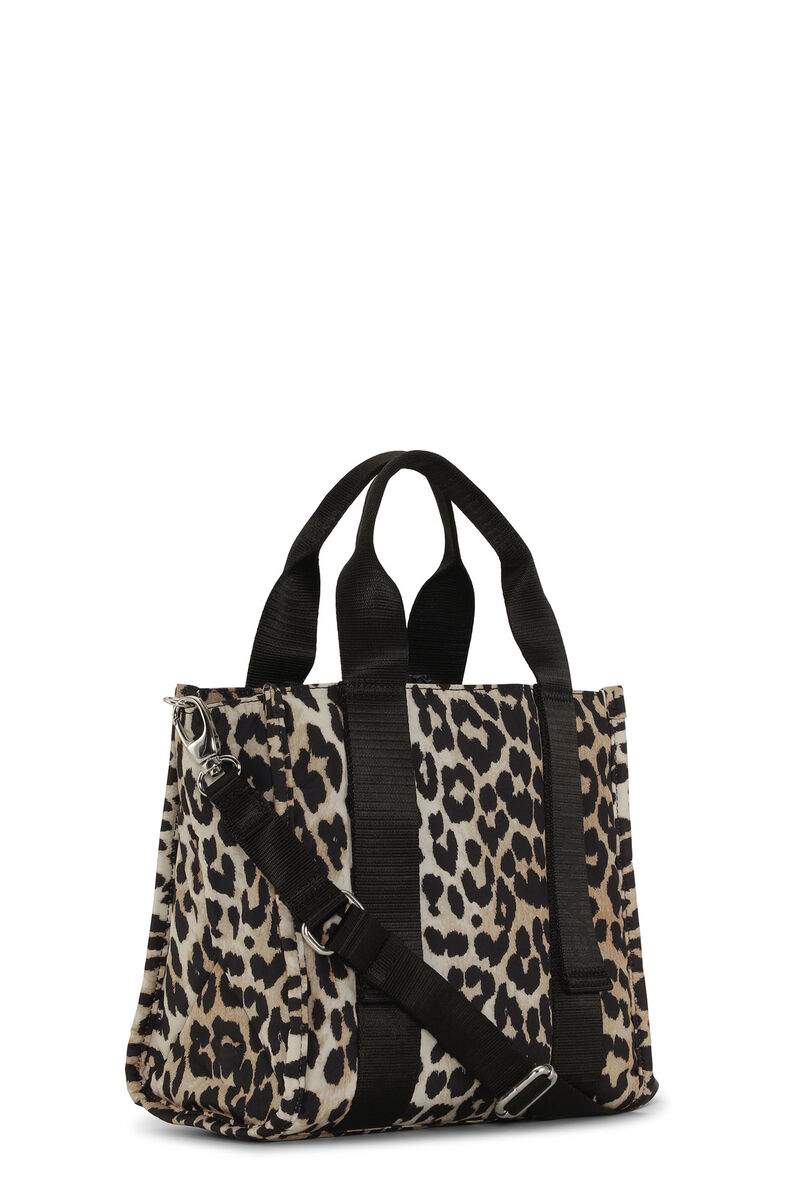 Small Leopard Tech Tote  , Recycled Polyester, in colour Leopard - 2 - GANNI