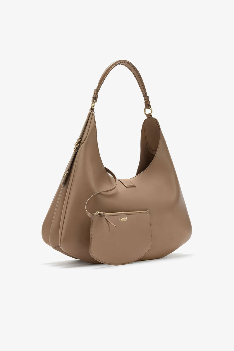 Large Kat Bag in Brown, Recycled Leather, in colour Coca Mocha - 2 - GANNI