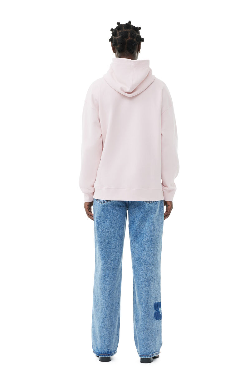 Light Pink Isoli Oversized Hoodie, Cotton, in colour Chalk Pink - 4 - GANNI