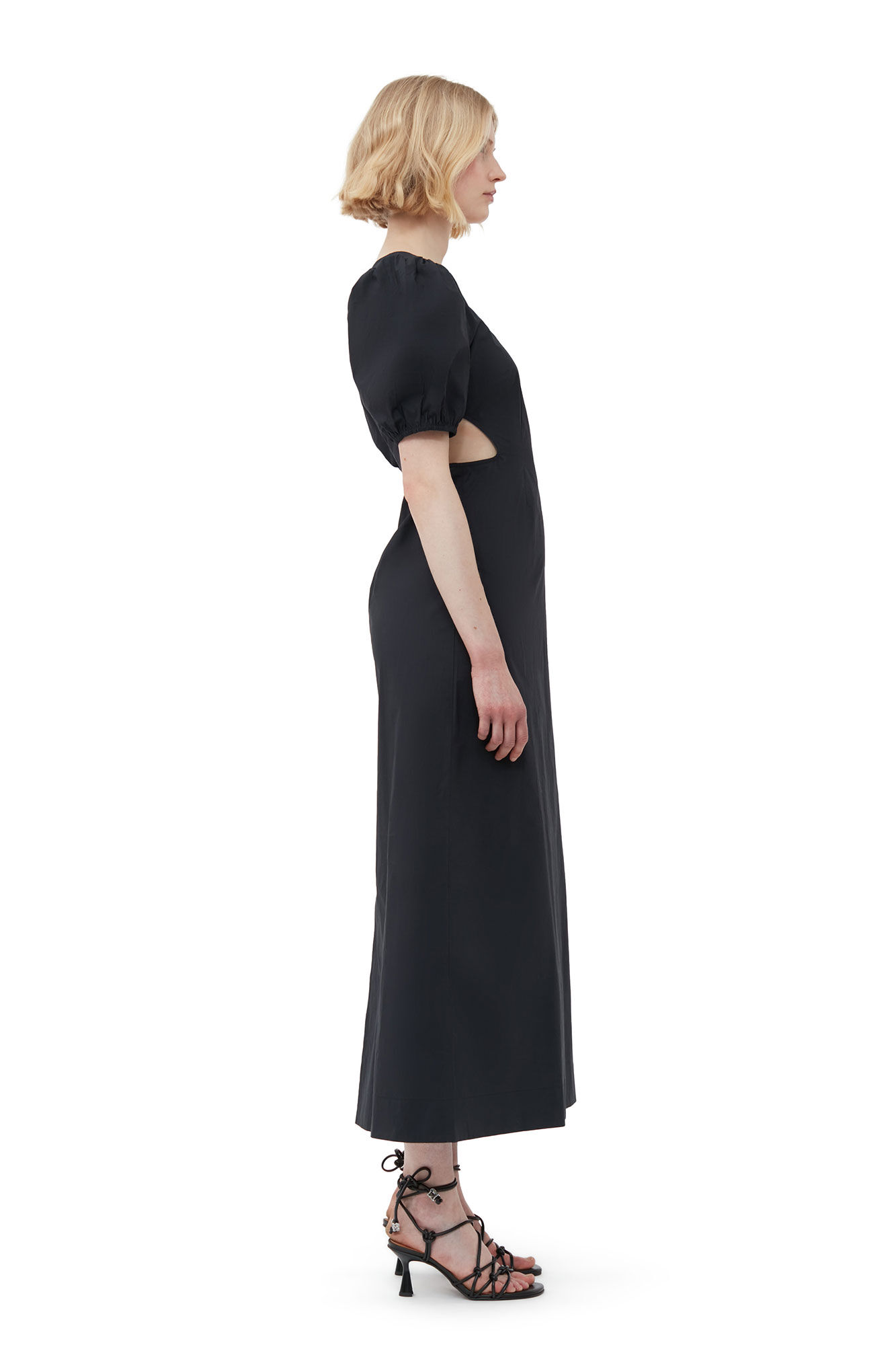 Cotton Poplin Cutout Dress, Cotton, in colour Black - 3 - GANNI