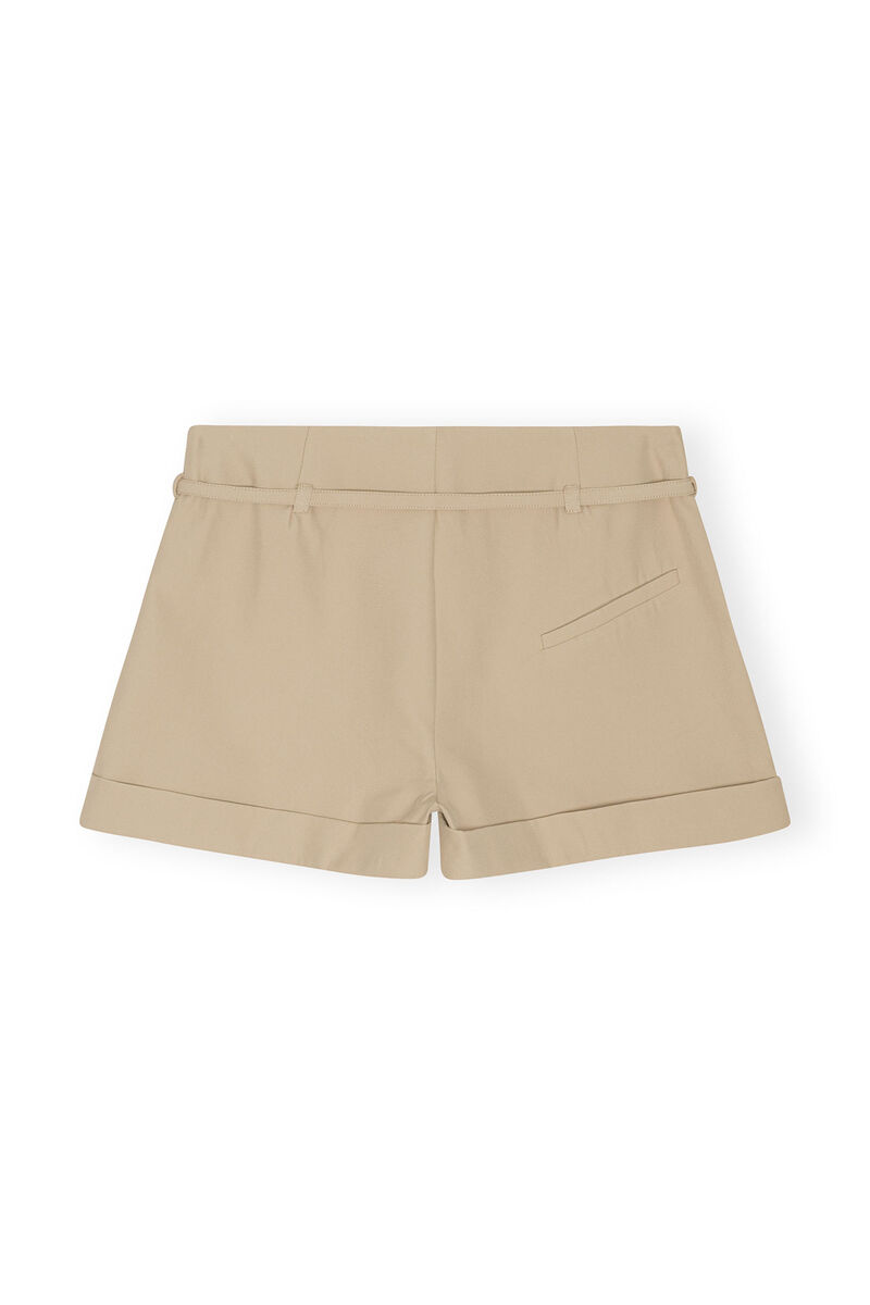 Heavy Twill Belt Shorts, Recycled Polyester, in colour Pale Khaki - 2 - GANNI
