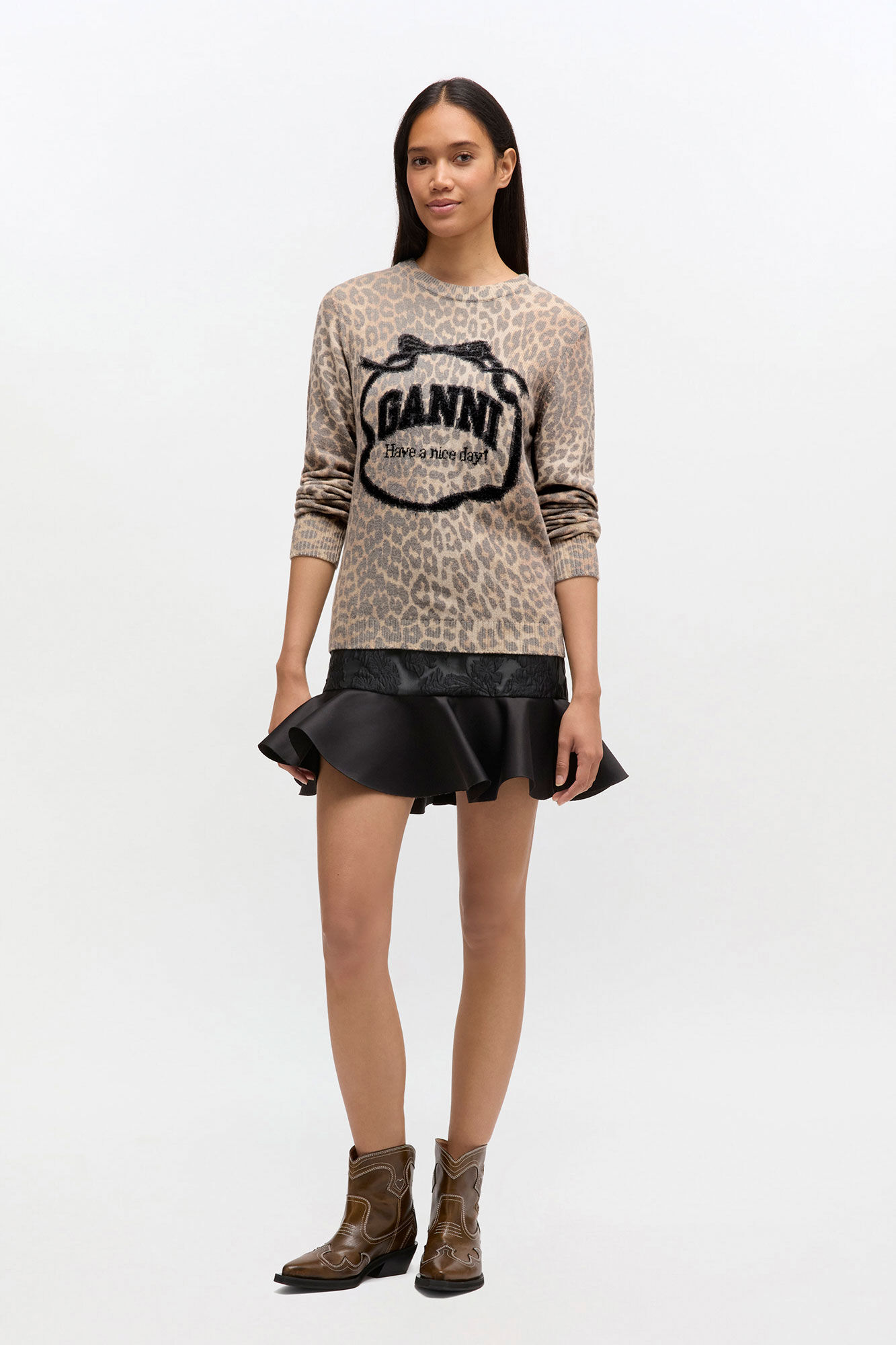 Pull en laine graphique, in colour Leopard - 2 - GANNI