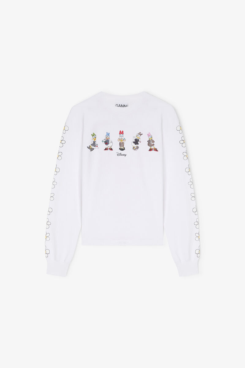 Daisy Duck White Long-sleeve T-shirt, Organic Cotton, in colour Bright White - 1 - GANNI