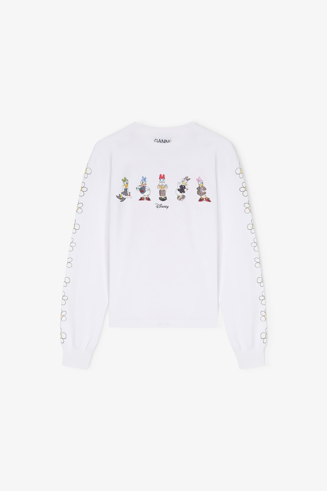 Daisy Duck White Long-sleeve T-shirt, Organic Cotton, in colour Bright White - 1 - GANNI