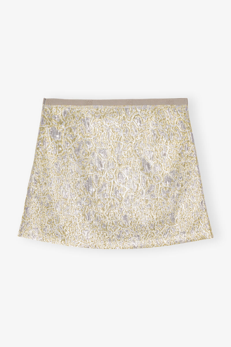 Gold and Silver Metallic Elasticated Mini Skirt, Polyamide, in colour Gold/Silver - 2 - GANNI