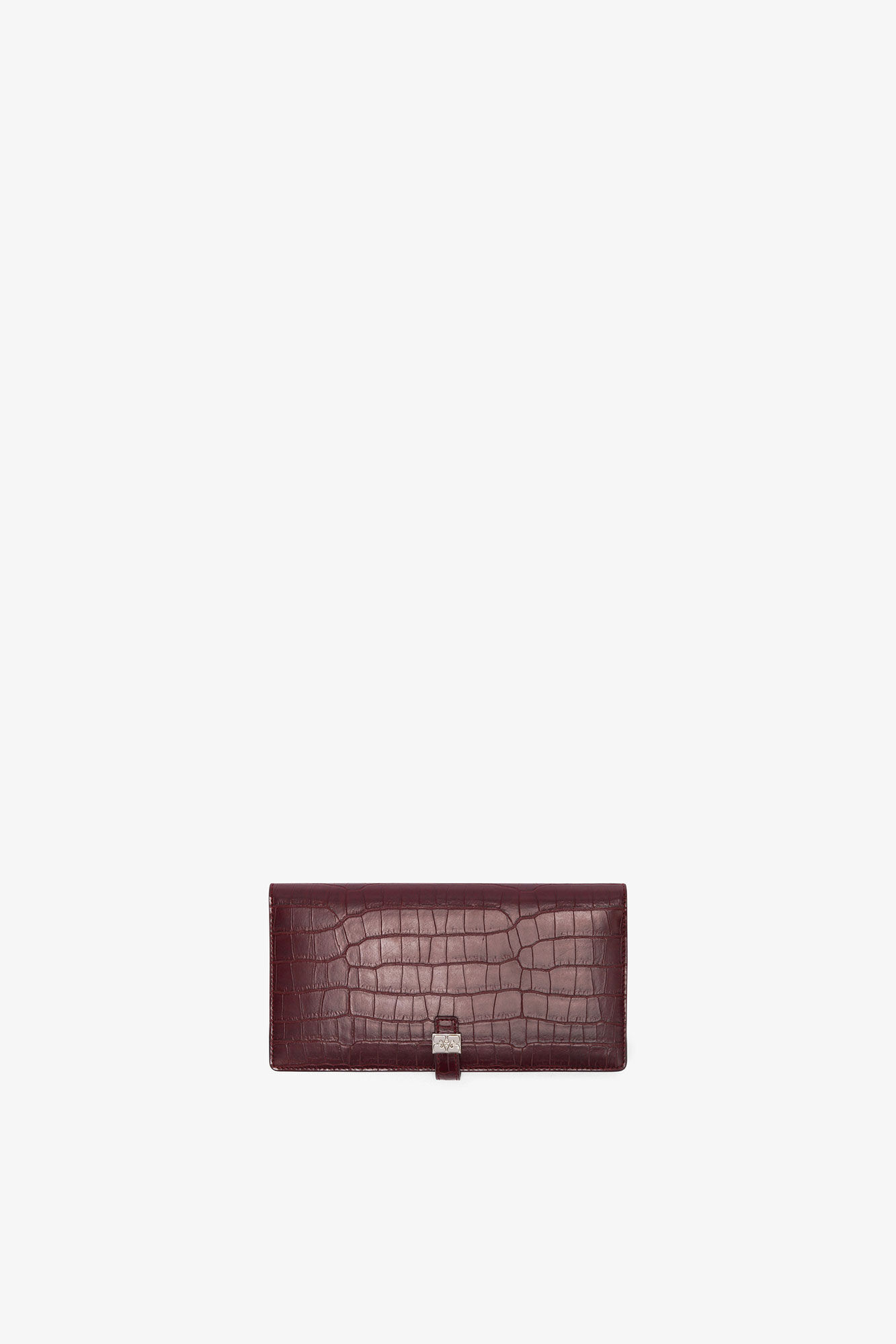 Sue Long Slim Wallet in Burgundy Croco, Recycled Leather, in colour Burgundy - 1 - GANNI