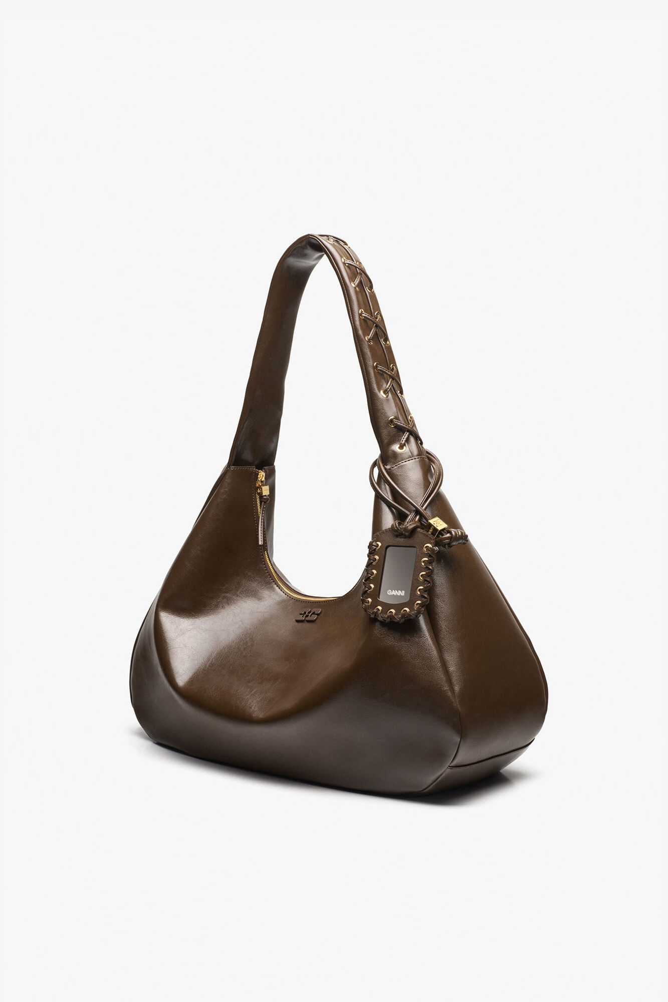 GANNI 22AW ショルダーバック GANNI ロゴタグ レザーショルダーバッグ | ブラック | FARFETCH JP
