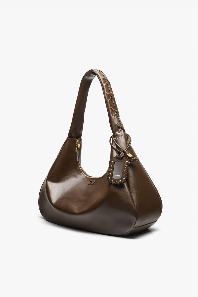 Dark-Olive Oleatex XXL Hobo Bag, Polyurethane, in colour Dark Olive - 2 - GANNI