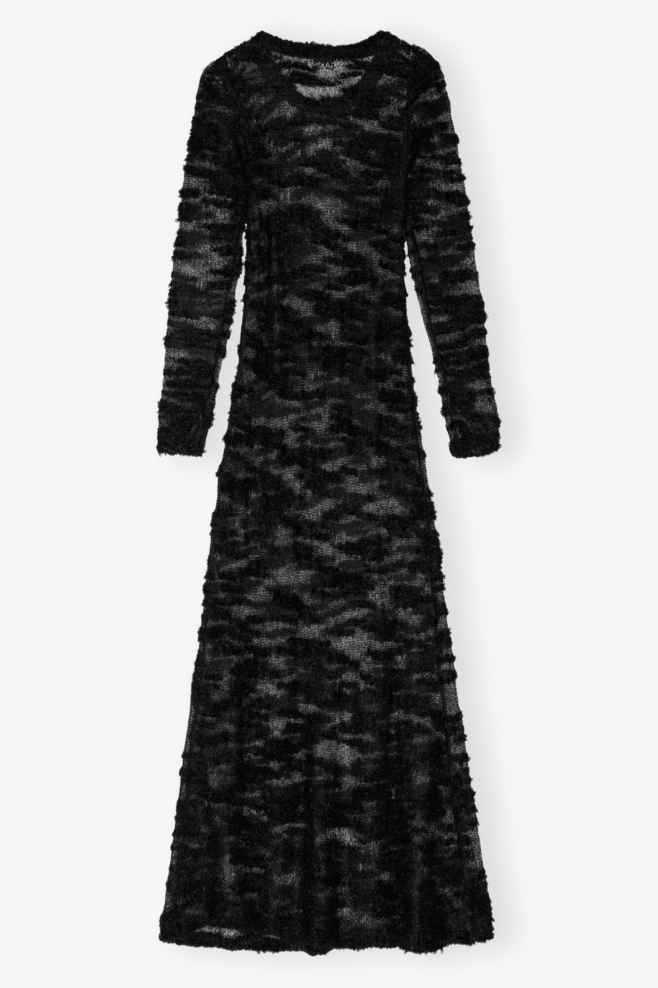 Black Boucle Maxi Dress, Alpaca, in colour Black - 2 - GANNI