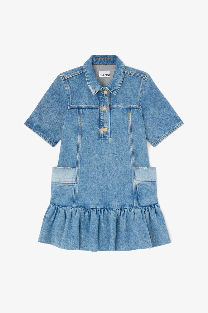 Dress in Patchwork Denim, Mid Blue Vintage