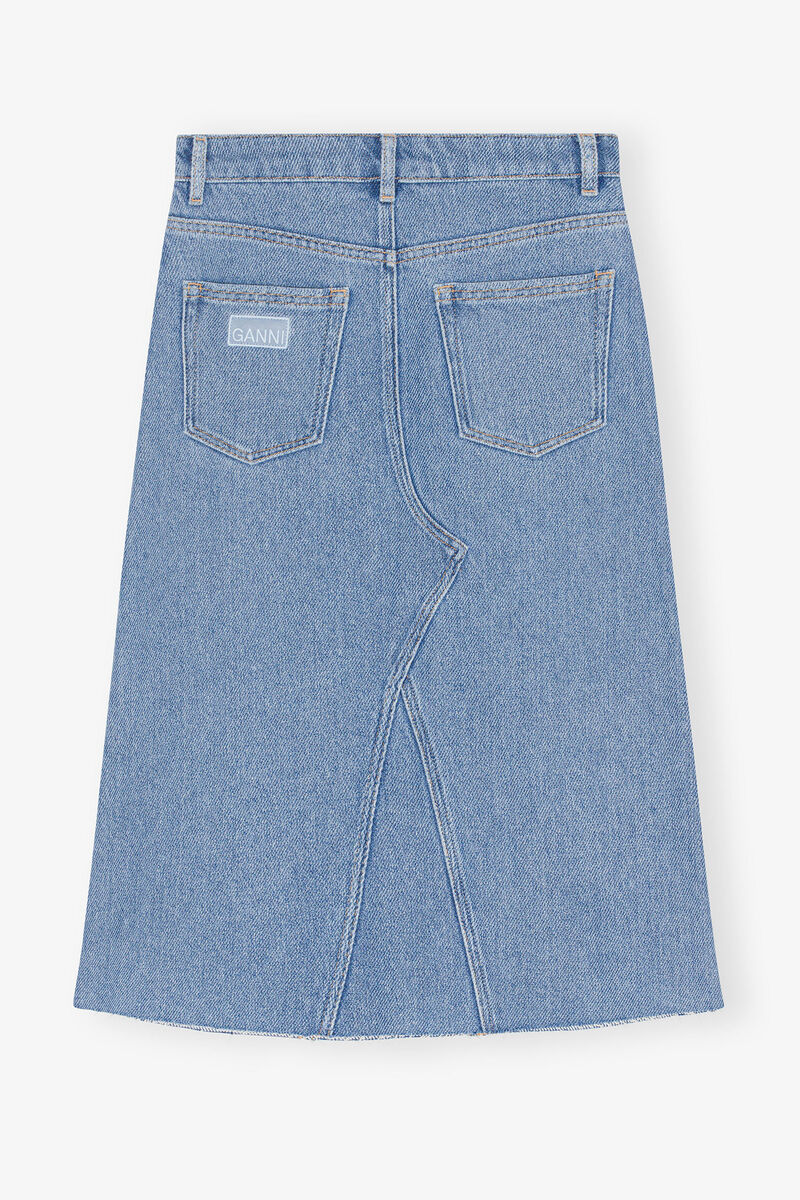 Midikjol i kraftig denim, Cotton, in colour Light Blue Stone - 4 - GANNI
