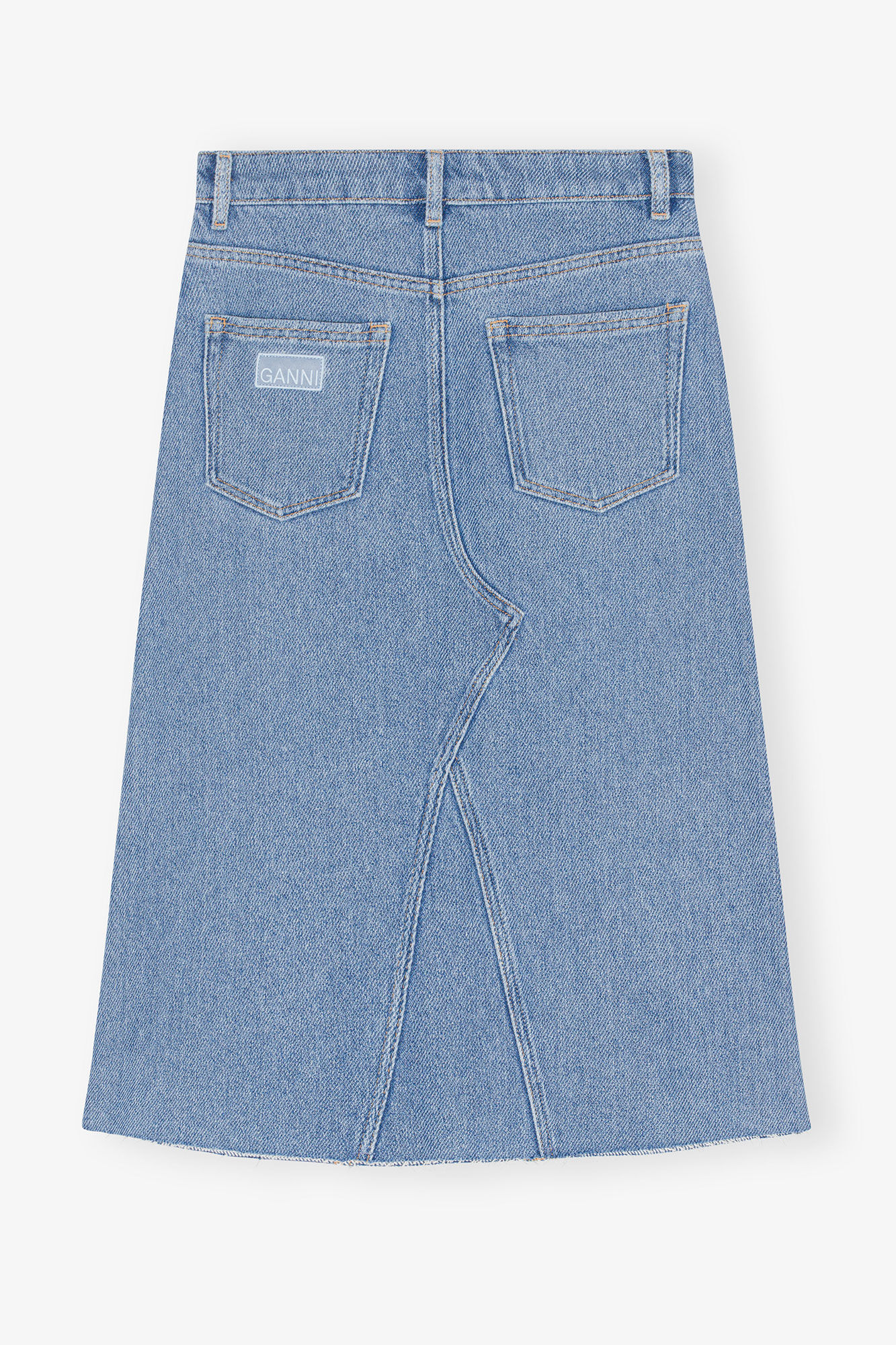 Midikjol i kraftig denim, Cotton, in colour Light Blue Stone - 4 - GANNI