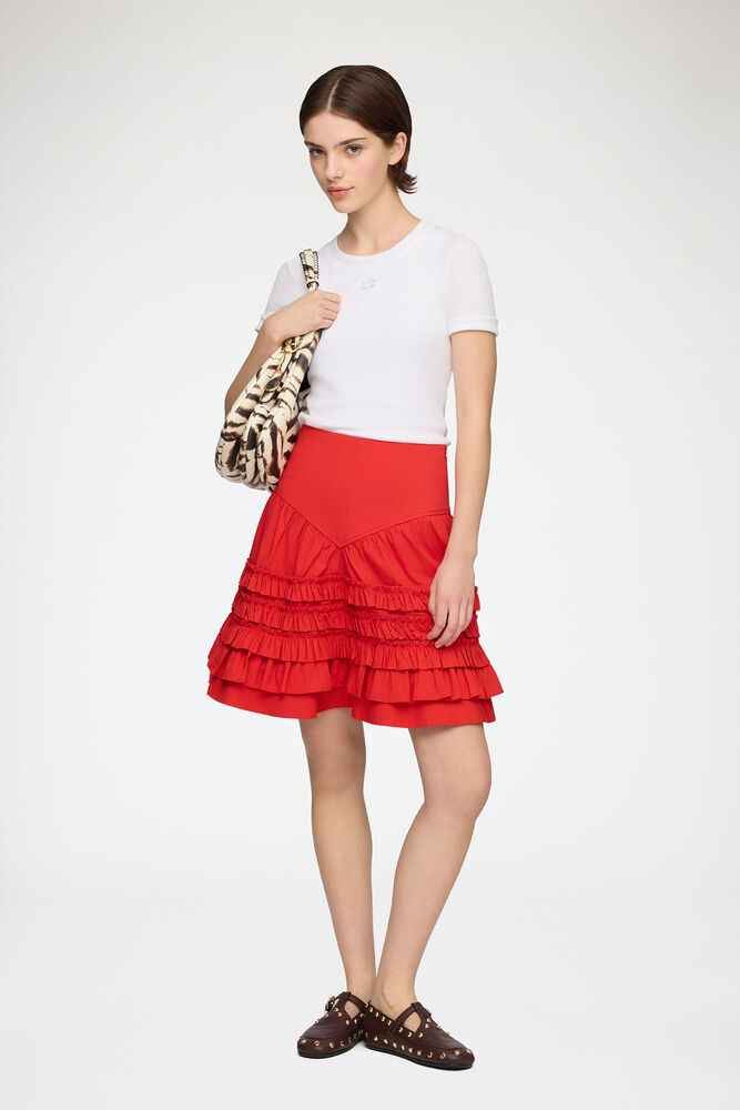 Skirt in Red Cotton, Goji Berry
