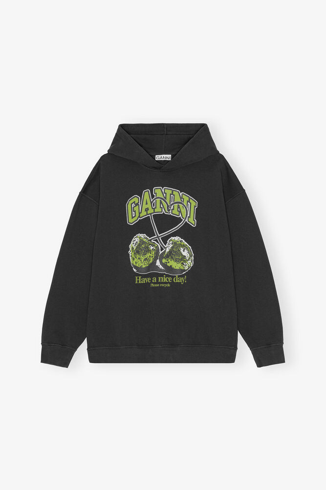 Black Isoli Cherries Oversized Hoodie, Phantom