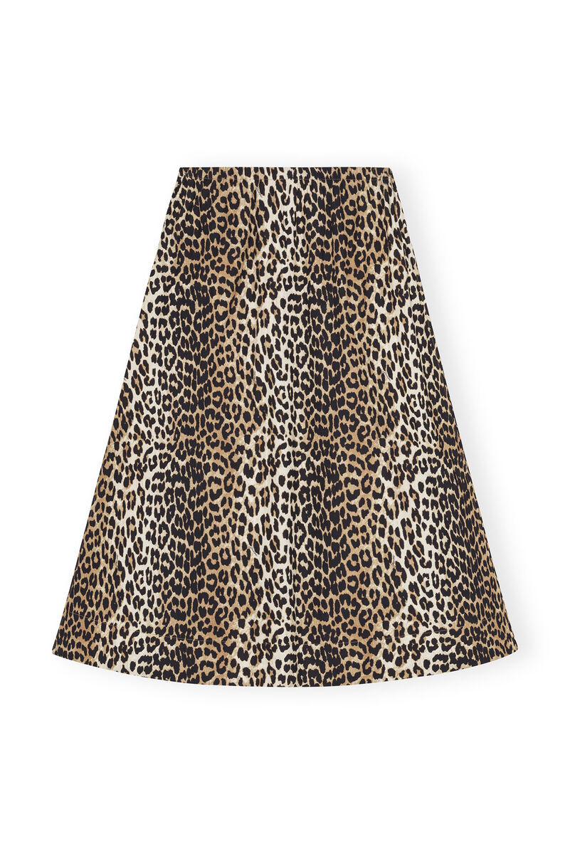 Leopard Printed Elasticated Maxi Skirt, Cotton, in colour Leopard - 2 - GANNI