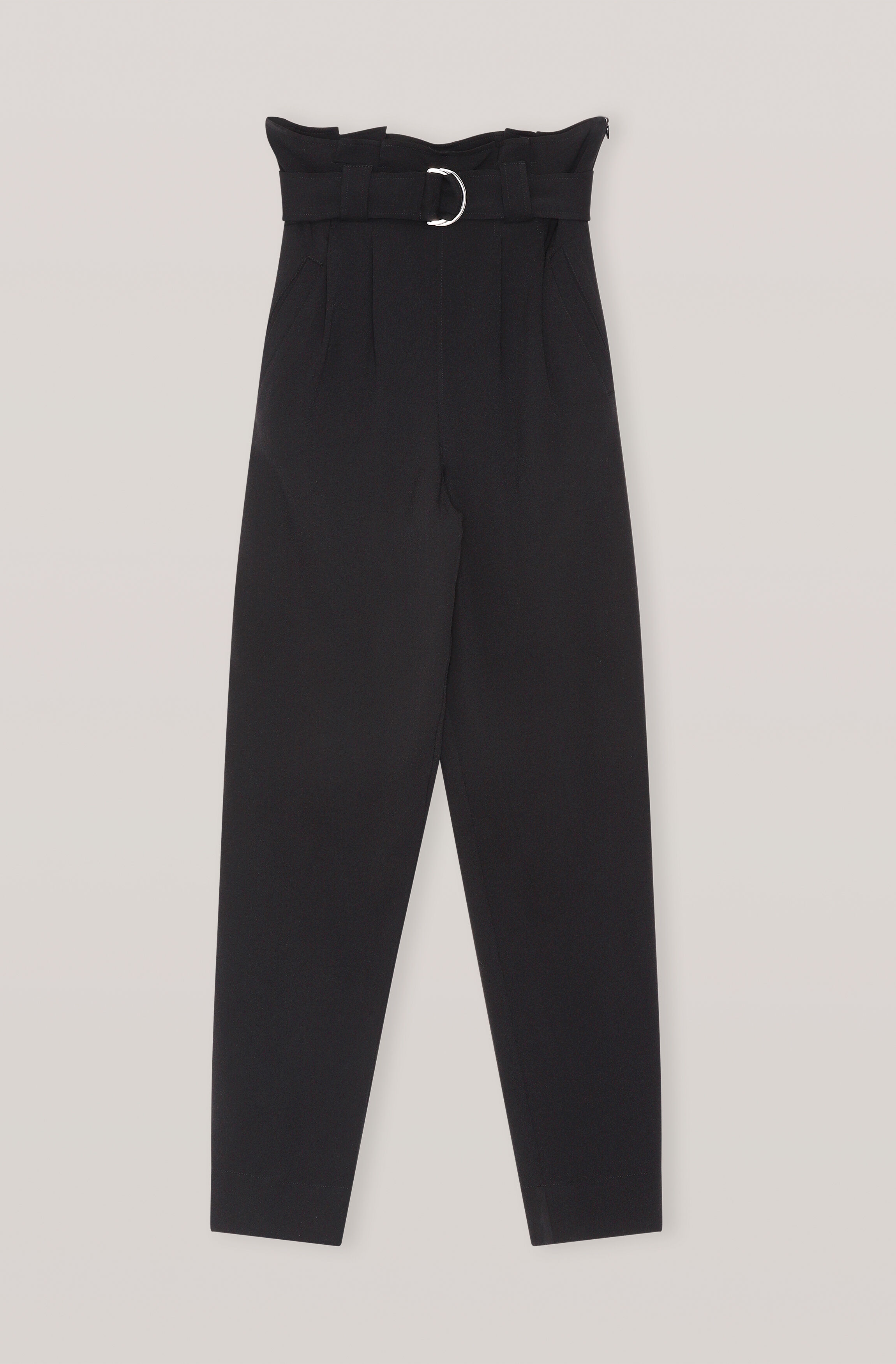 Black Heavy Crepe Belt Pants | GANNI US