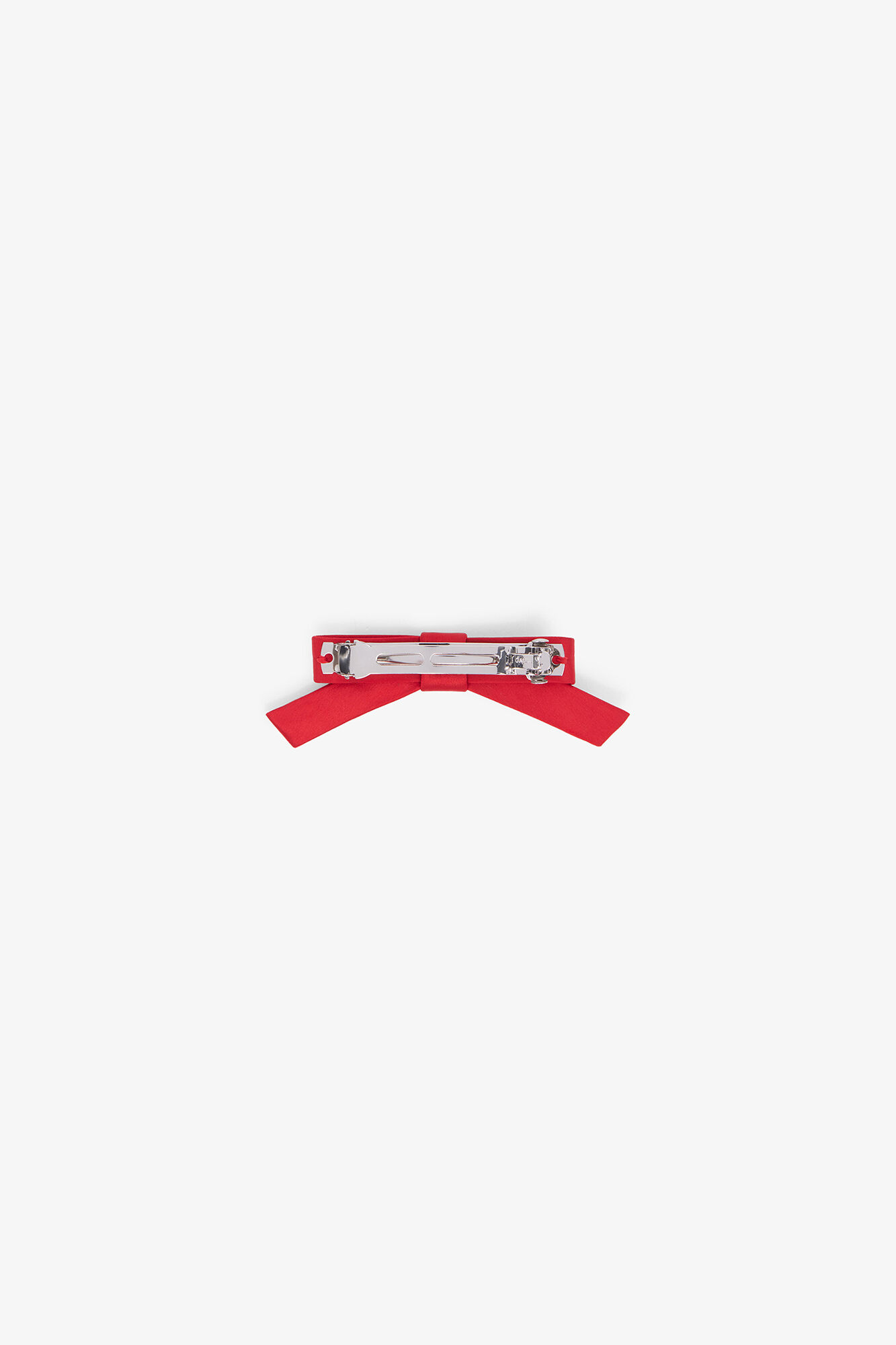 Red Eyelet Bow Barrette, Recycled Polyester, in colour Mars Red - 2 - GANNI