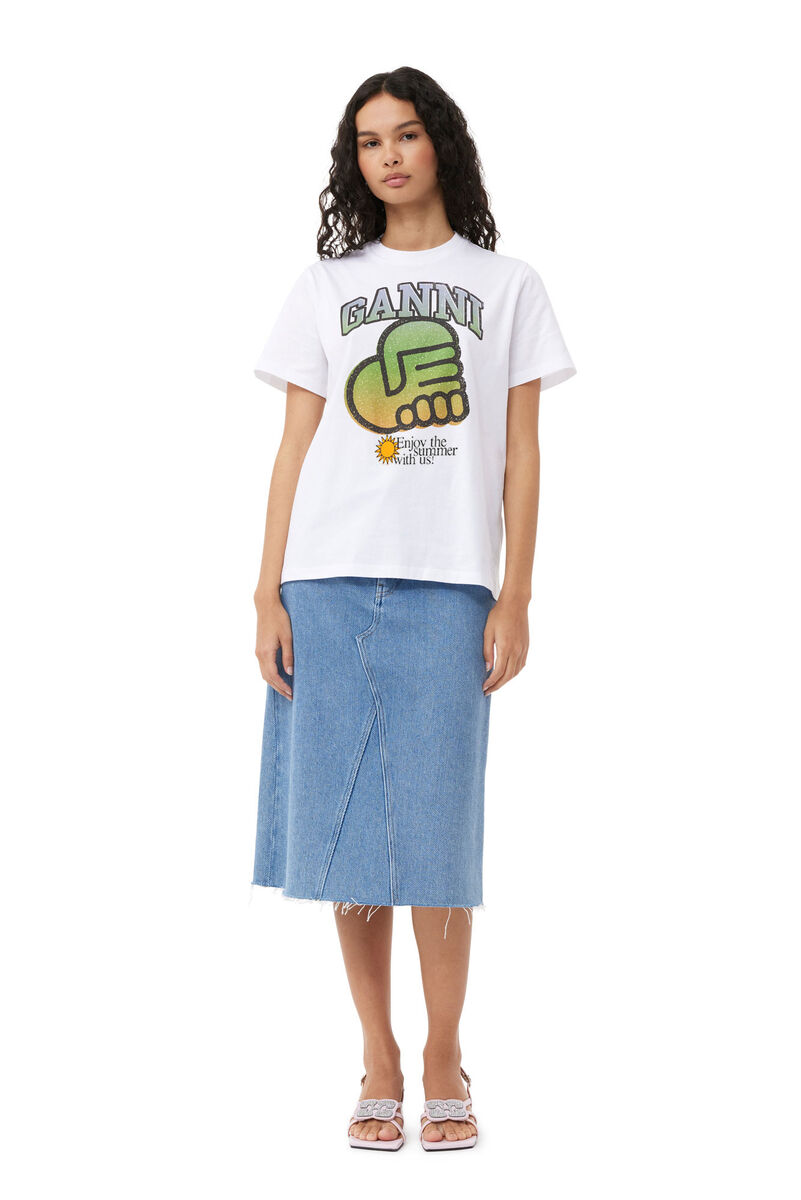 GANNI X ESTER MANAS Relaxed Jersey T-shirt, Cotton, in colour Bright White - 1 - GANNI