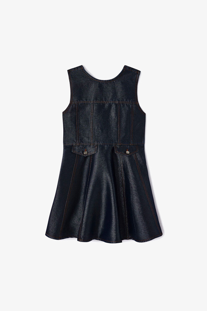 Mini Dress Shiny Denim, Rinse