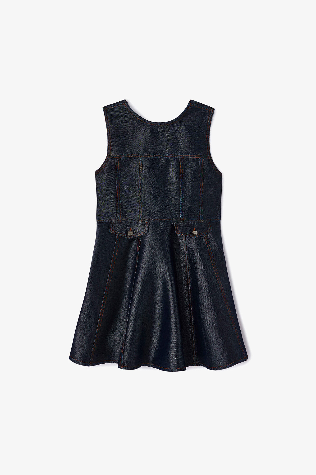 Mini Dress Shiny Denim, Organic Cotton, in colour Rinse - 1 - GANNI