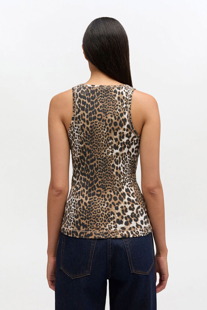 Leopard Rib Tank Top, Leopard