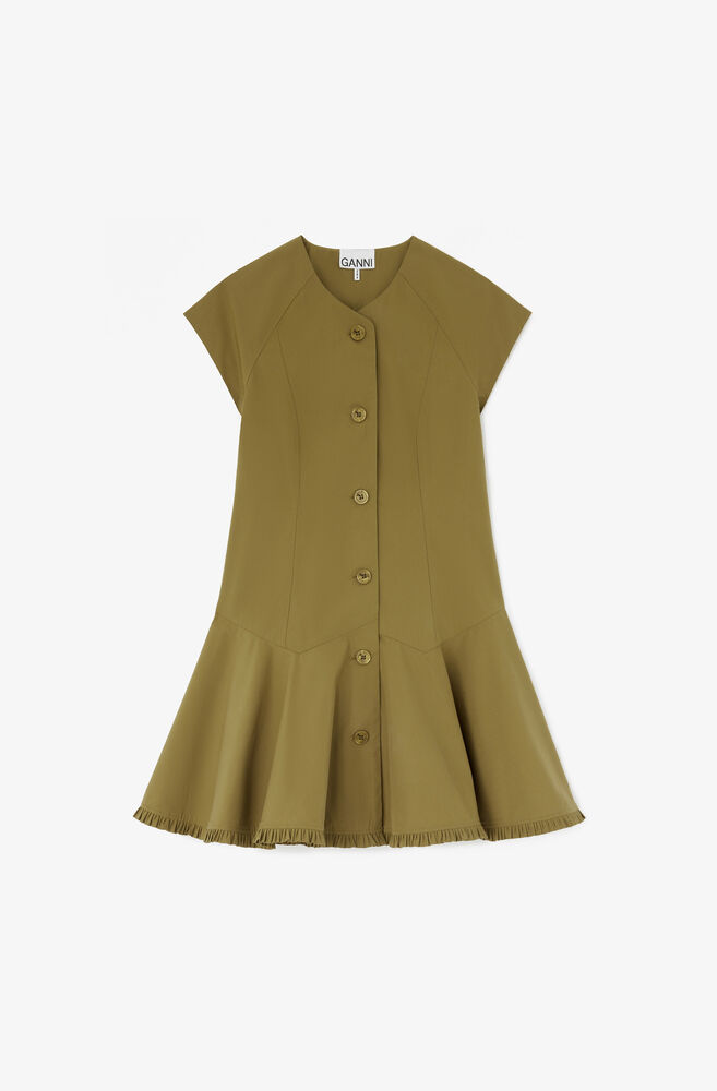 Dress in Green Cotton, Military Olive
