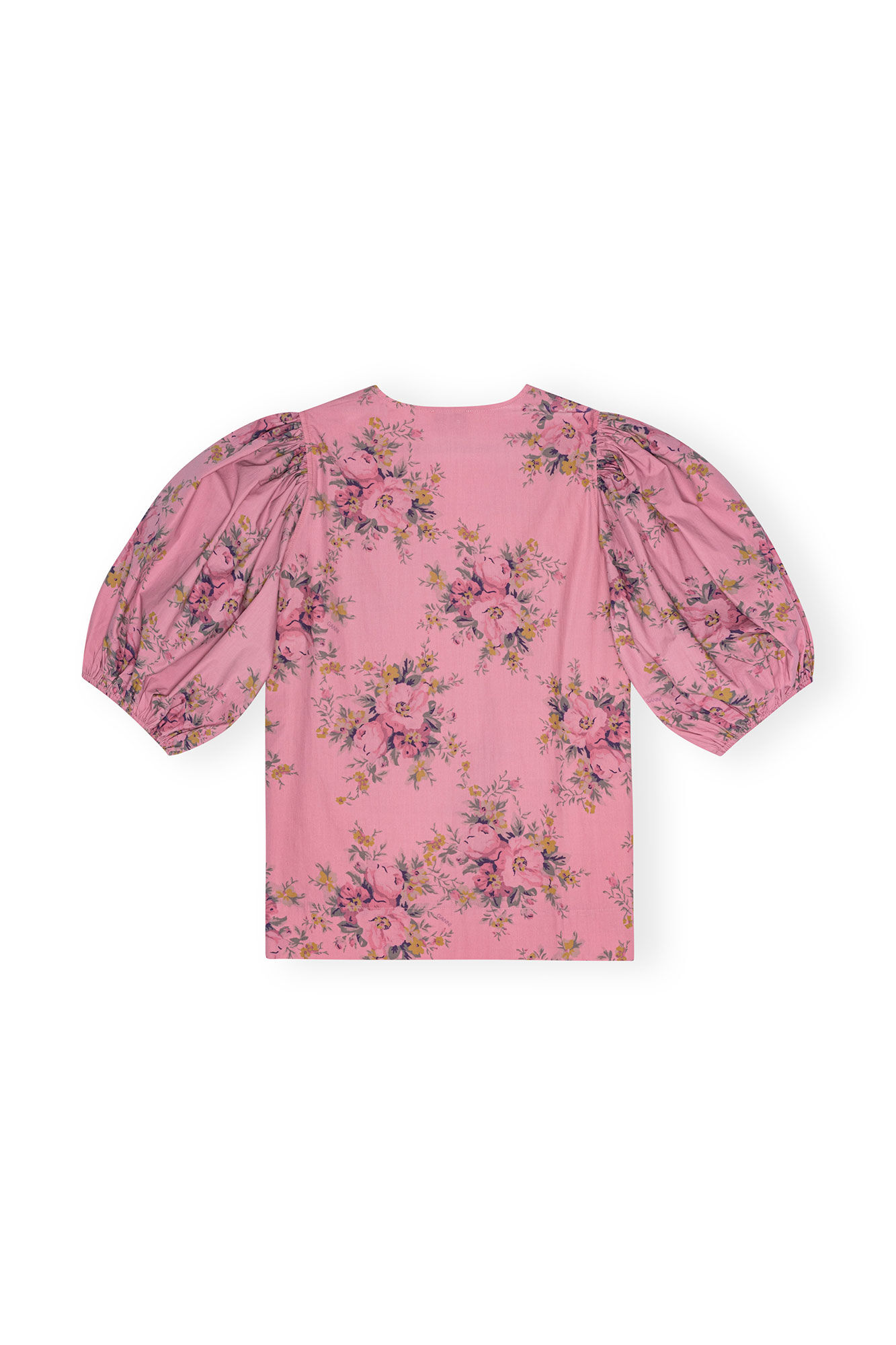 Printed Cotton V-neck Bluse, Cotton, in colour Orchid Smoke - 2 - GANNI