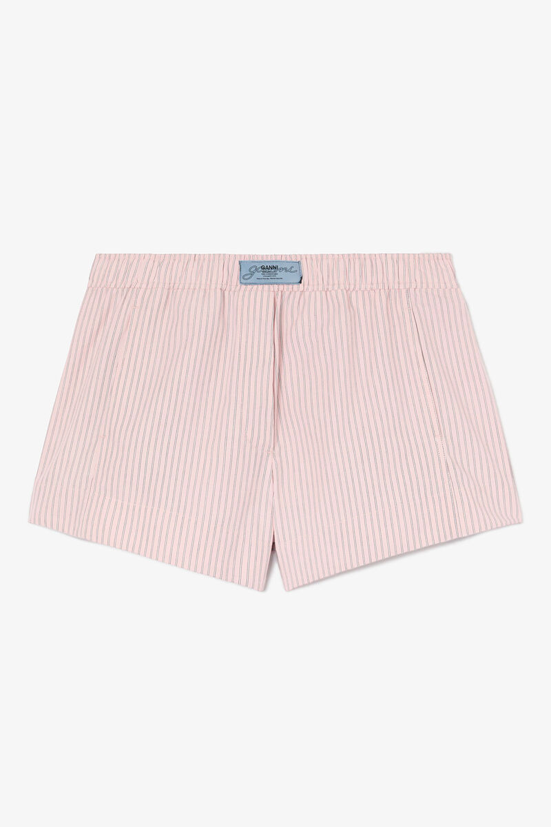 Pink Elasticated Shorts, Organic Cotton, in colour Chalk Pink - 1 - GANNI
