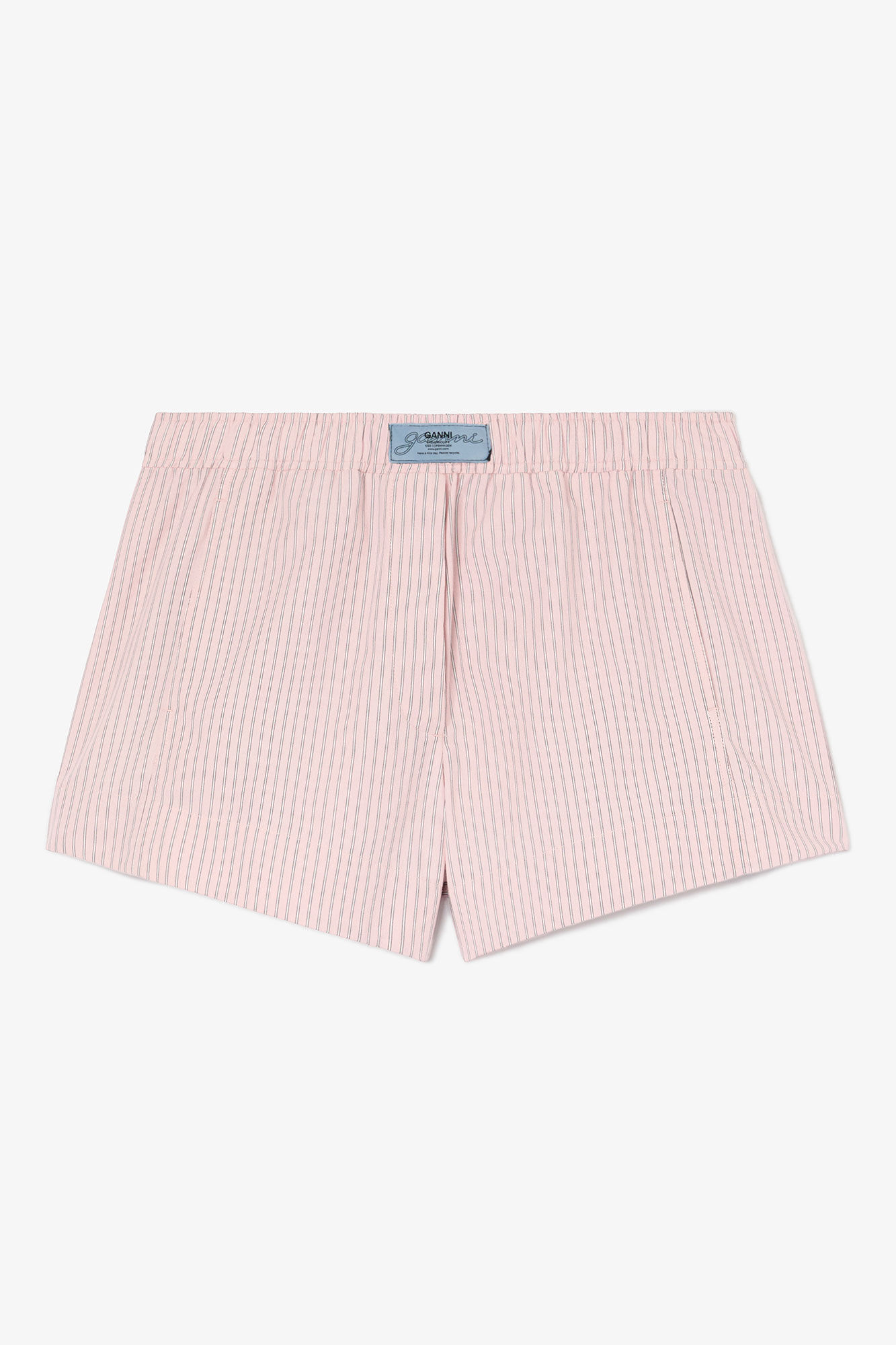 Pink Elasticated Shorts, Organic Cotton, in colour Chalk Pink - 1 - GANNI