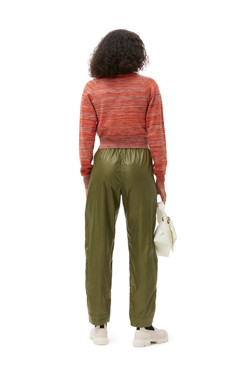 Shiny Quilt Elasticated Pants, Nylon, in colour Spaghnum - 2 - GANNI