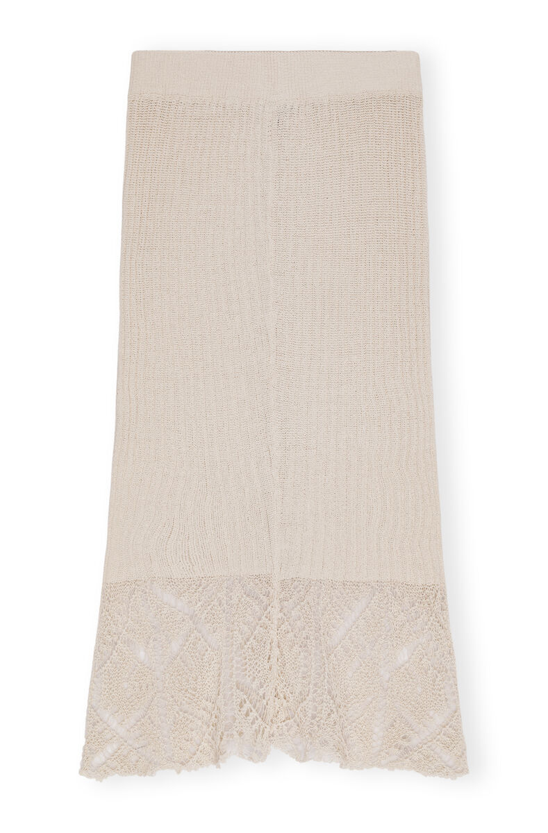 Egret Lace Midi Skirt, Cotton, in colour Egret - 1 - GANNI