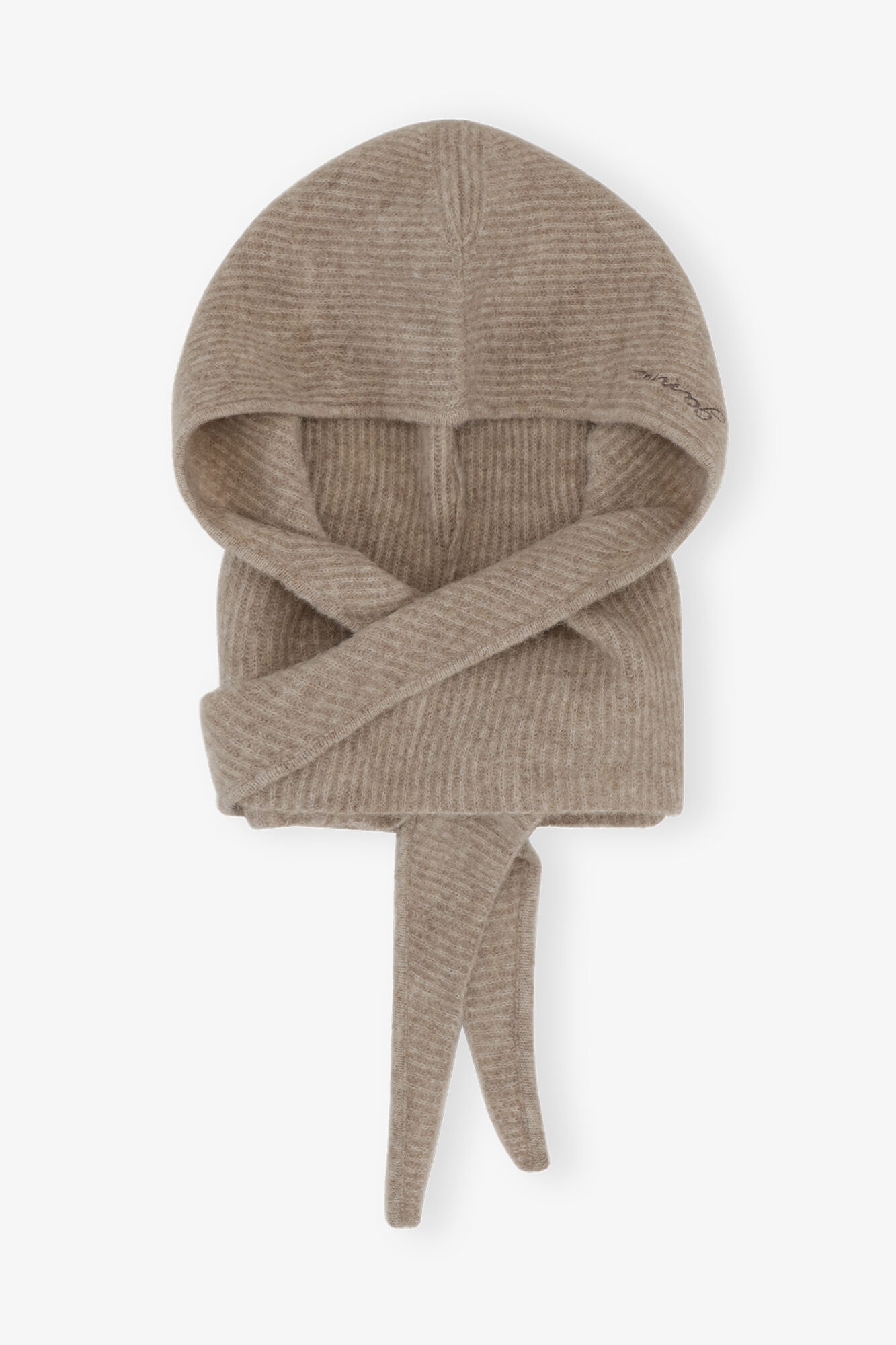 Almond Milk Brown Soft Wool Balaclava | GANNI US