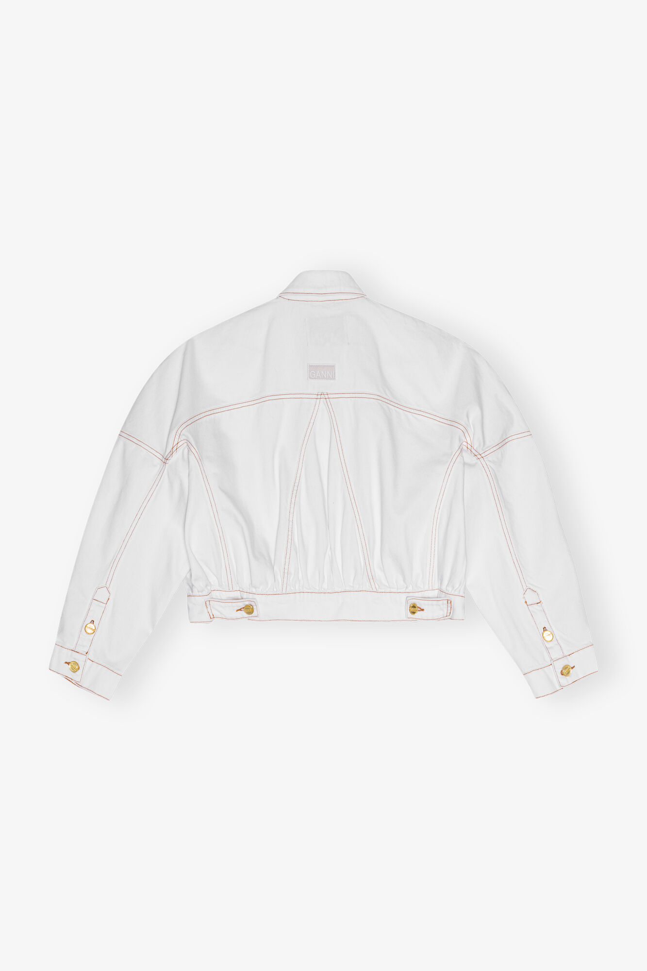 White Organic Cotton Denim Jacket, Cotton, in colour Bright White - 2 - GANNI
