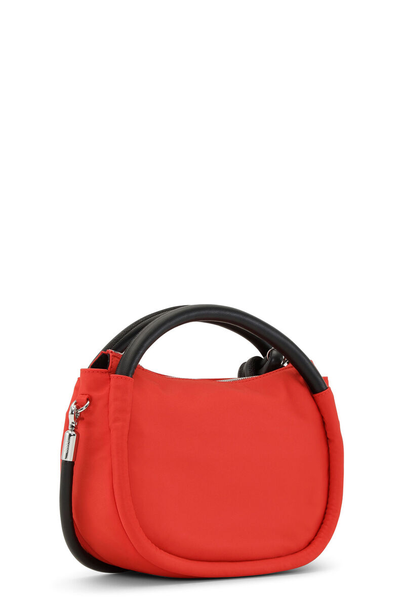Red Knot Mini Bag, Recycled Leather, in colour Fiery Red - 2 - GANNI