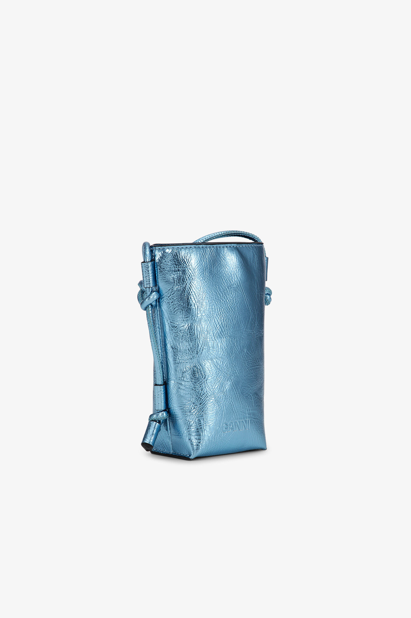 Blue Metallic GANNI Bou Crossbody Bag, Polyester, in colour Blue Curacao - 2 - GANNI