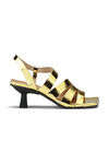 Kitten Heel Strappy Sandals, Leather, in colour Gold - 1 - GANNI
