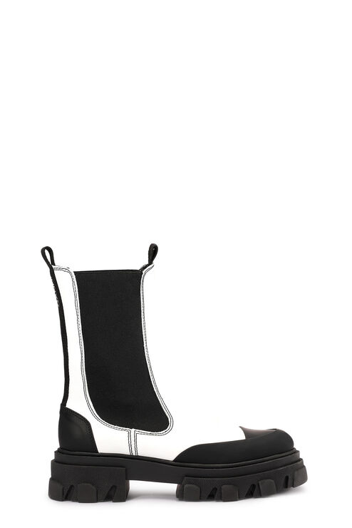 Shop Ganni Mid Chelsea Boots In Egret