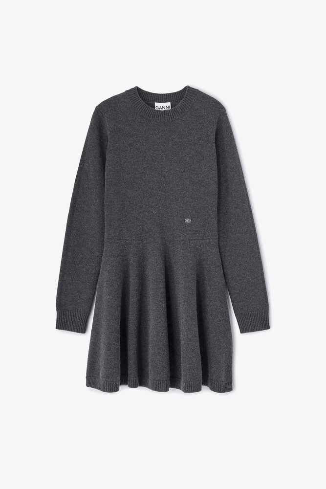 Grey Wool Mini Dress, Phantom